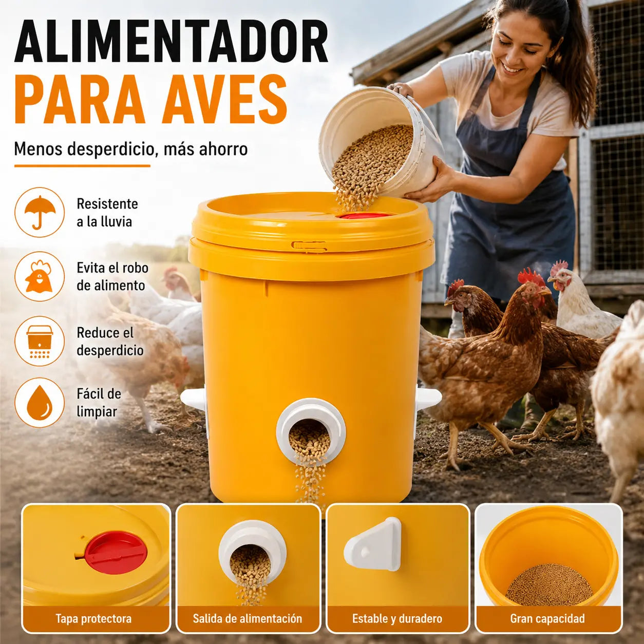 [Perforadora + 5 comederos] Comedero automático para pollos, patos y gansos
