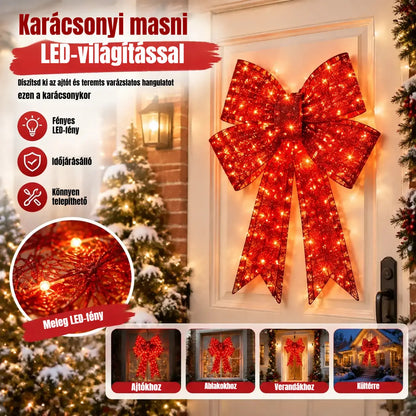 📢📢 Féláras akció! ✨【61cm*43cm*6cm】Extra nagy kültéri karácsonyi masni, vízálló, beépített lámpával