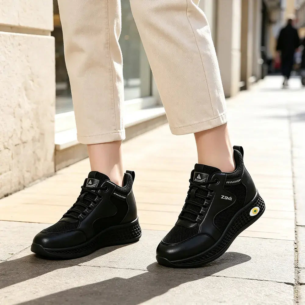 【35-41】👟Ženski črni usnjeni ravni delovni čevlji brez oprijema - nedrseči, oblazinjeni - zračni, lahki in udobni
