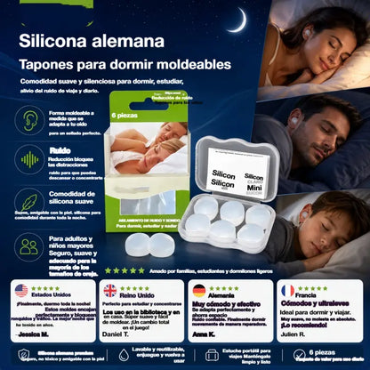 🌟【Compra 1 y llévate 2 gratis】【3 piezas  25 euros】Tapones para los oídos moldeables de silicona para dormir【9 pares】