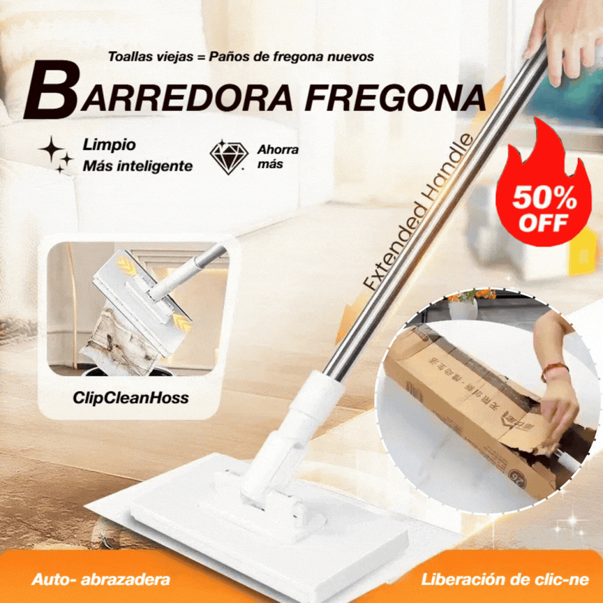 🔥【Juego de 4 piezas】Fregona sin enjuague🧹🏠 con diseño de pinza para paños, para que la limpieza del hogar sea más fácil