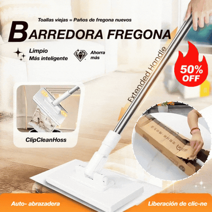🔥【Juego de 4 piezas】Fregona sin enjuague🧹🏠 con diseño de pinza para paños, para que la limpieza del hogar sea más fácil