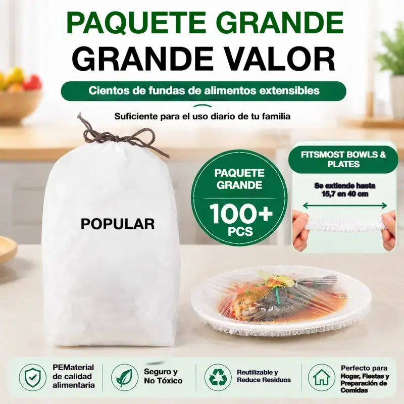 ⏳50% de descuento🔥【300 piezas】27 €🎉Cuanto más compres, más ahorrarás🎁Tapas elásticas desechables para alimentos, aptas para cuencos y platos