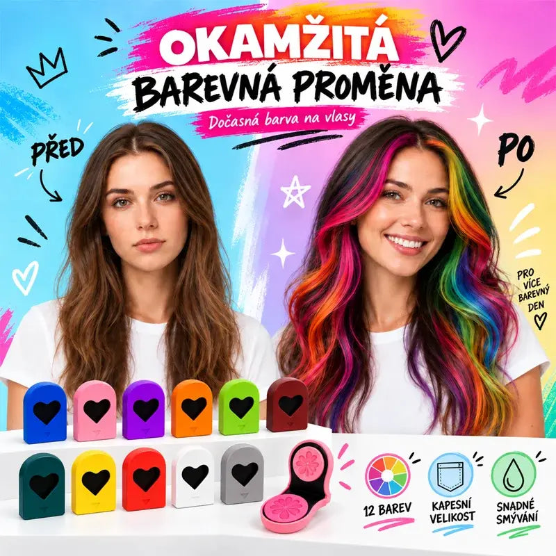 🌈🪮Kompaktní pudrová barva na vlasy s 12 odstíny pro rychlé barvení