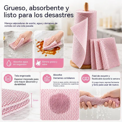 🔥【1 rollo de 20 hojas】💦Paño de cocina plateado de limpieza profunda (reutilizable)