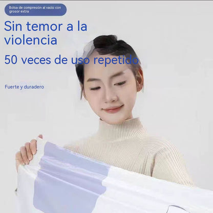 【Juego de 5 piezas】 Bolsa de almacenamiento al vacío grande y compresible: no requiere bomba, es a prueba de fugas e ideal para ahorrar espacio en maletas y en casa