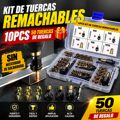 🔥🚗🧰Nuevo éxito de ventas: juego de tuercas remachadas, recambios para reparación de automóviles, juego de 10 piezas de tuercas remachadas
