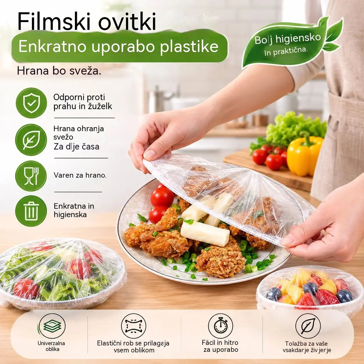 🔥🔥【1 paket s 300 listi】🛡️ Folija za živila z antibakterijskim delovanjem – Ščiti vašo hrano, idealna za kuhinjo in hladilnik 🧴