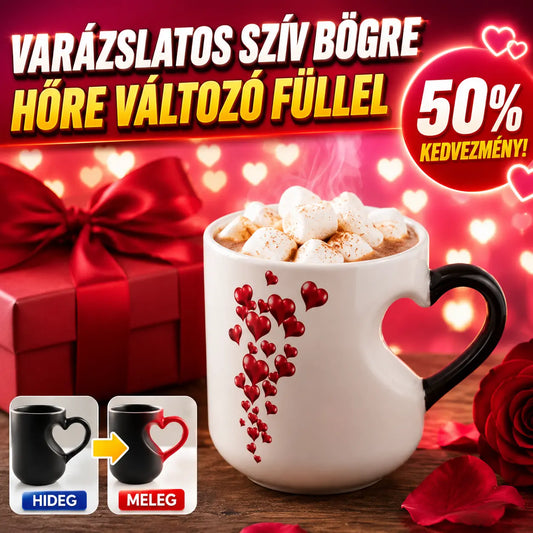 📢📢50% kedvezmény!!! ⏰Romantikus szív alakú kerámia bögre (hőváltozós szín)💝✨