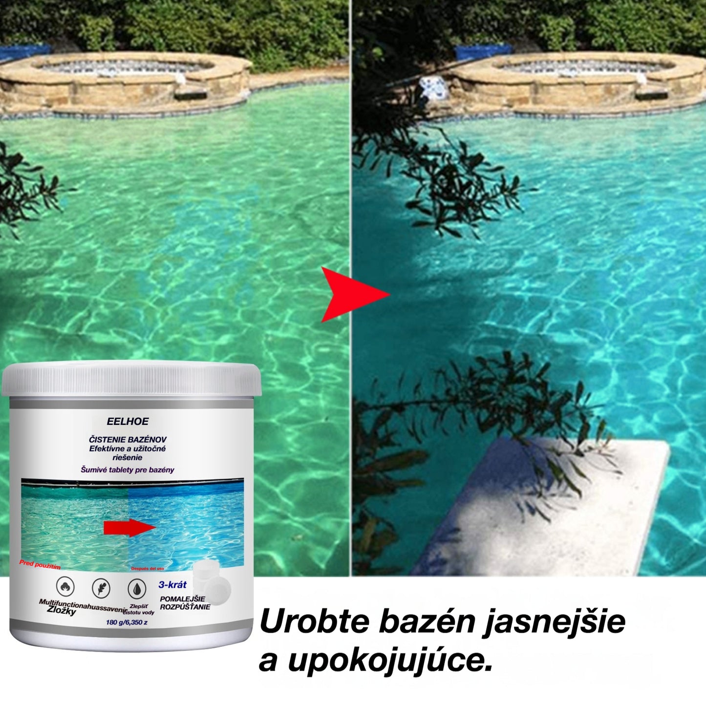 Kúpte 1 a získajte 1 zadarmo (2 fľaše) šumivé tablety na čistenie bazénov