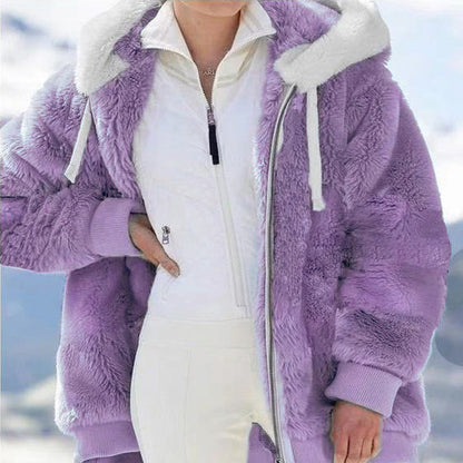 ☃️Limitovaná sleva 39%❄️【S-5XL】Dámská bunda 2026 s kontrastními pruhy z hustého plyše