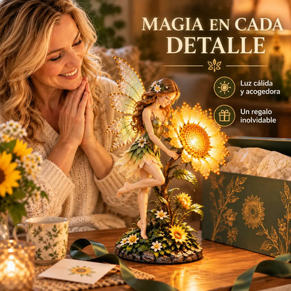 💥 50% de descuento 🌿 Lámpara de mesa con temática de girasoles y hadas ✨ Luz cálida, inspiración natural para la decoración