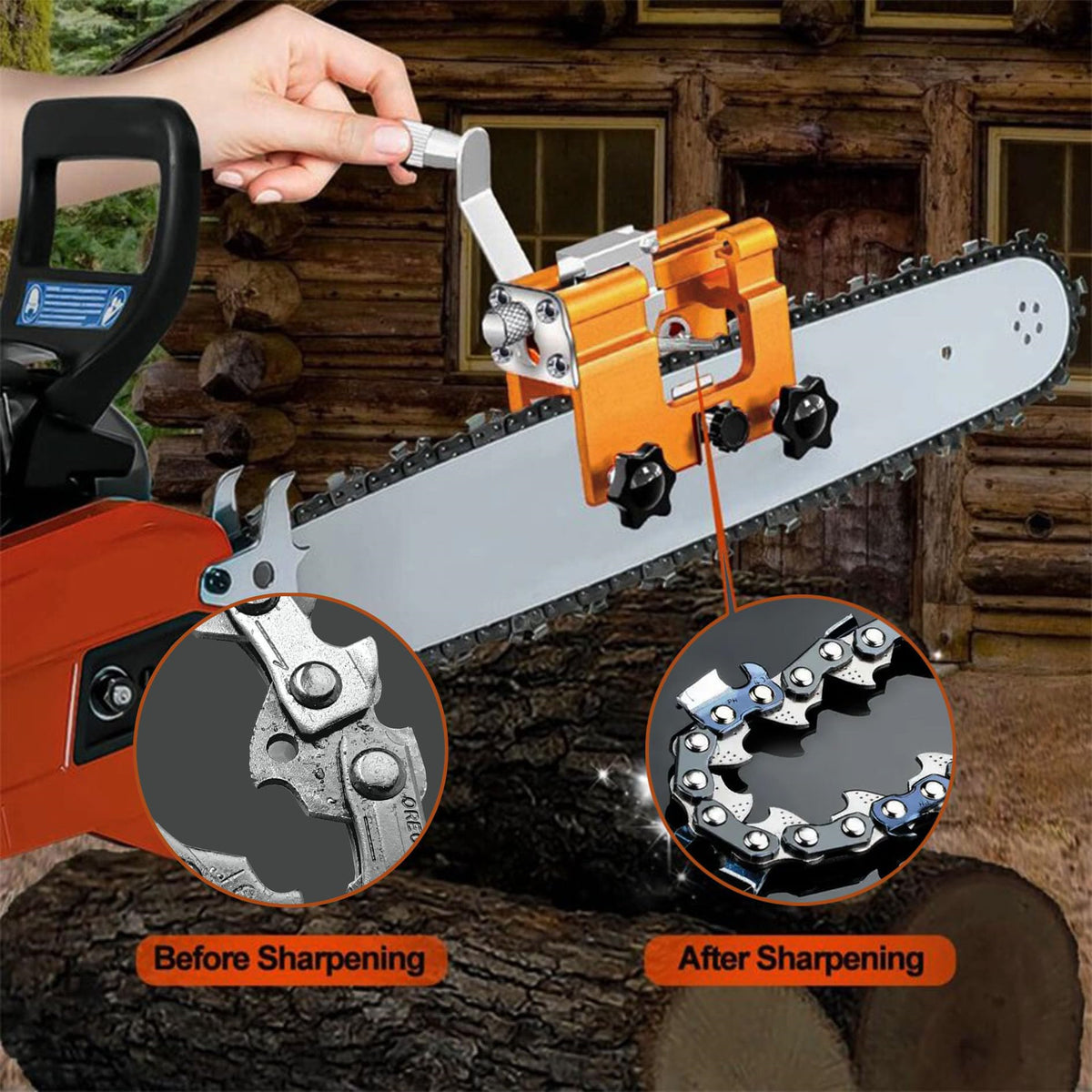 🧰Precio más bajo por tiempo limitado！ Amoladora de cadena de motosierra, amoladora de rotación manual de cadena de motosierra
