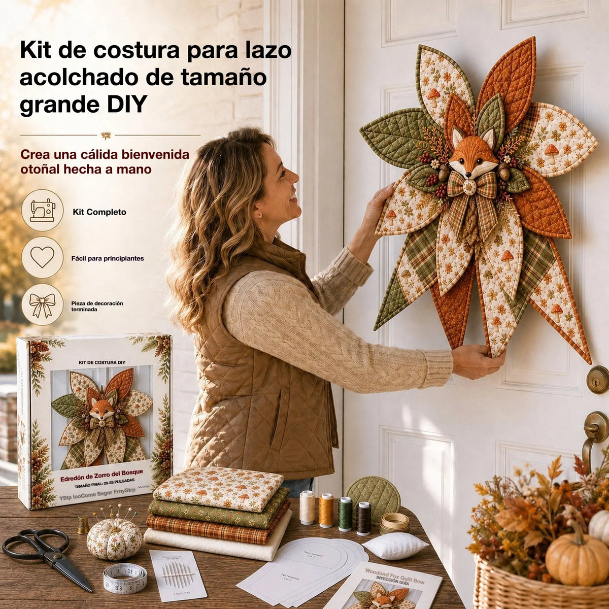 🎇🎄Último día de rebajas: 49% de descuento en el juego de costura de lazos acolchados extragrandes para colgar en la puerta (8 estilos).