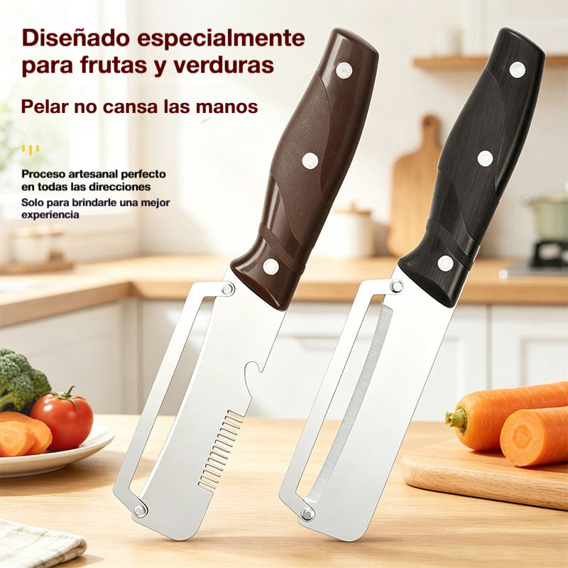✅【¡Compra 1 y llévate 1 gratis!】🧅🔪 Pelador de cocina multifuncional 3 en 1: ¡Pela, corta y abre tapones de botellas! 🔥