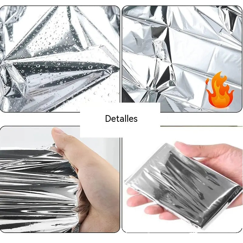 🔥【Paquete de 5】⏰ Manta de supervivencia para exteriores — Refugio térmico plateado y compacto, equipo de emergencia esencial