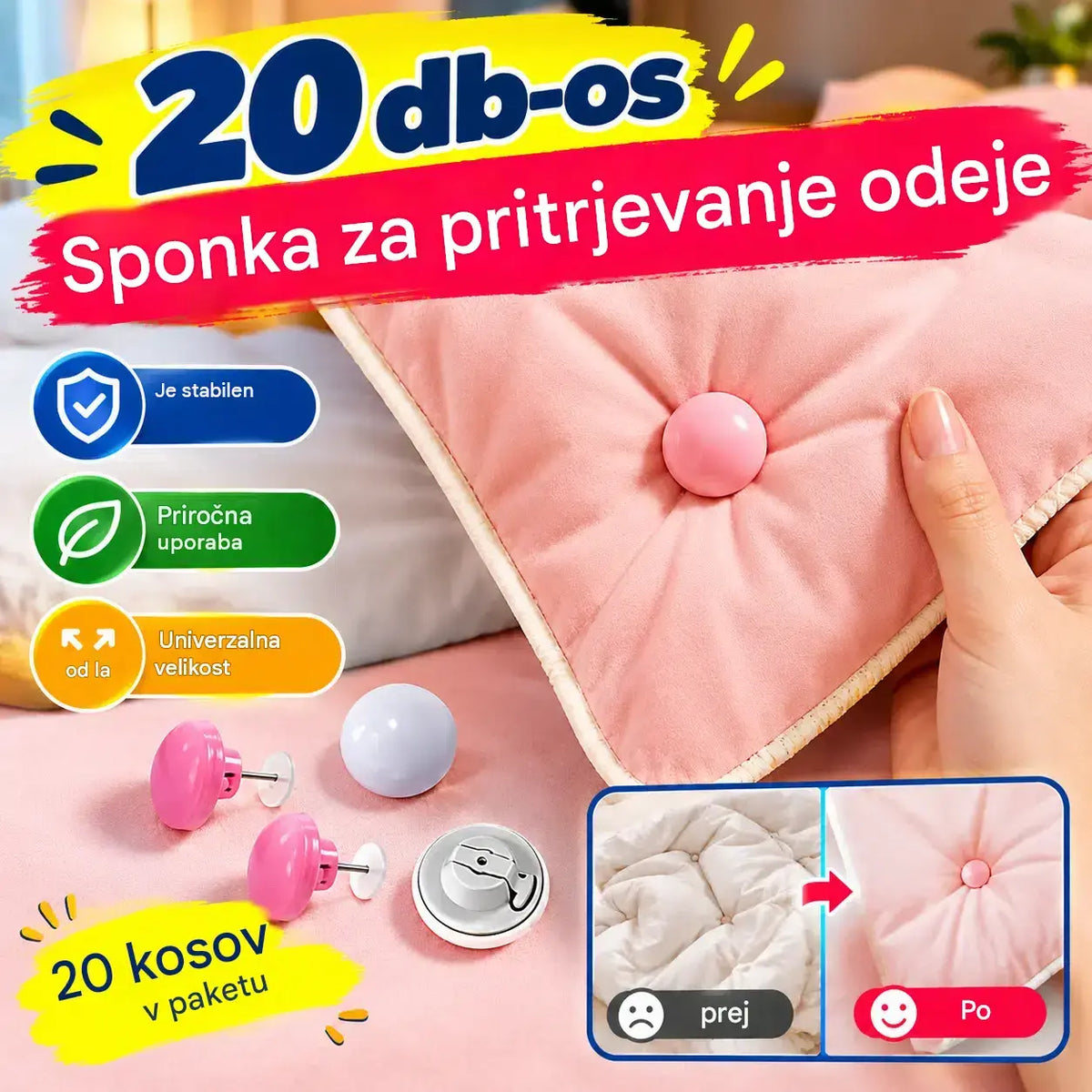 ✨ 【20 kosov】Pritrdilci za odeje – Stabilni in enostavni za uporabo! 📍Univerzalni – za debele in tanke odeje