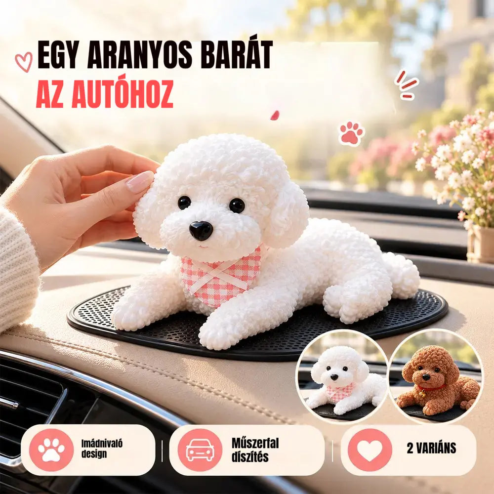 🐶【2 darab 9300 Ft】 Korlátozott ideig tartó ajánlat: 1+1 INGYEN (2 darab) ⚡ · Aranyos kutyus autó műszerfal dekoráció · Csúszásgátló szőnyeggel 🌟!