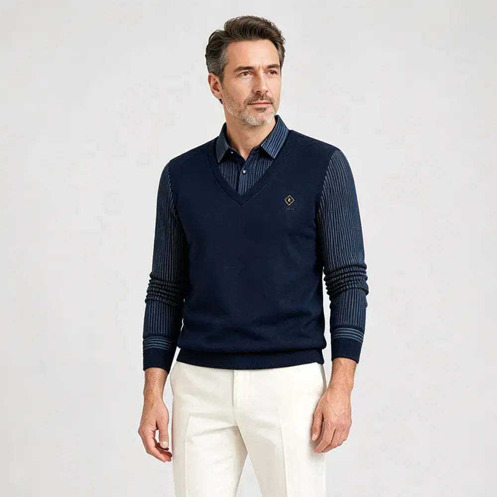🔥【M-4XL】Moški dvodelni komplet iz visokokakovostnega kašmirja, topel enodelni top