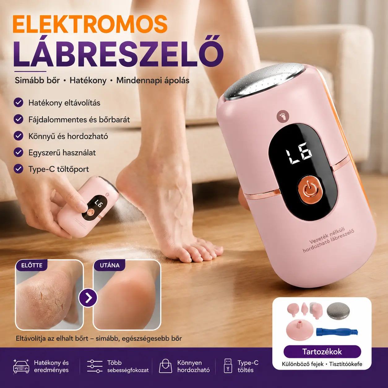 ✅Új 5 az 1-ben elektromos lábkerék, kompakt automata lábpedikűr kerék