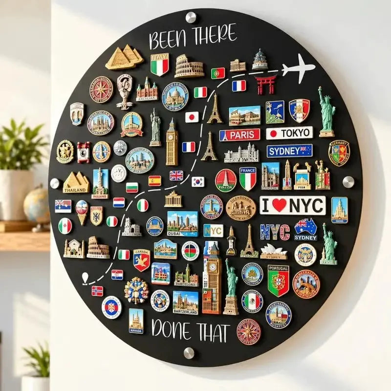 🌍Panel magnético para imanes de viaje y expositor de imanes de recuerdo para decoración de paredes