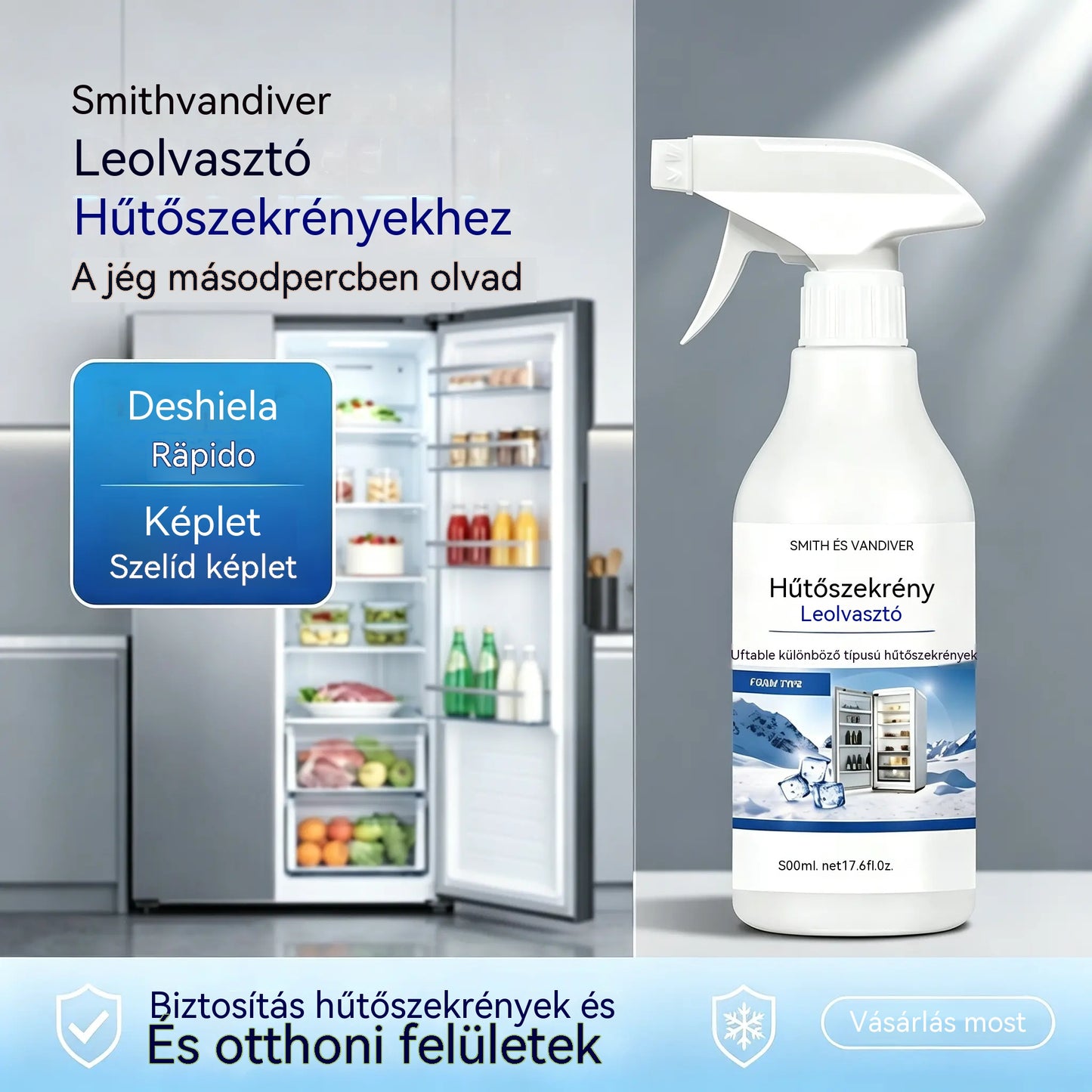 🧊 Leolvasztó spray hűtőszekrényekhez és fagyasztókhoz