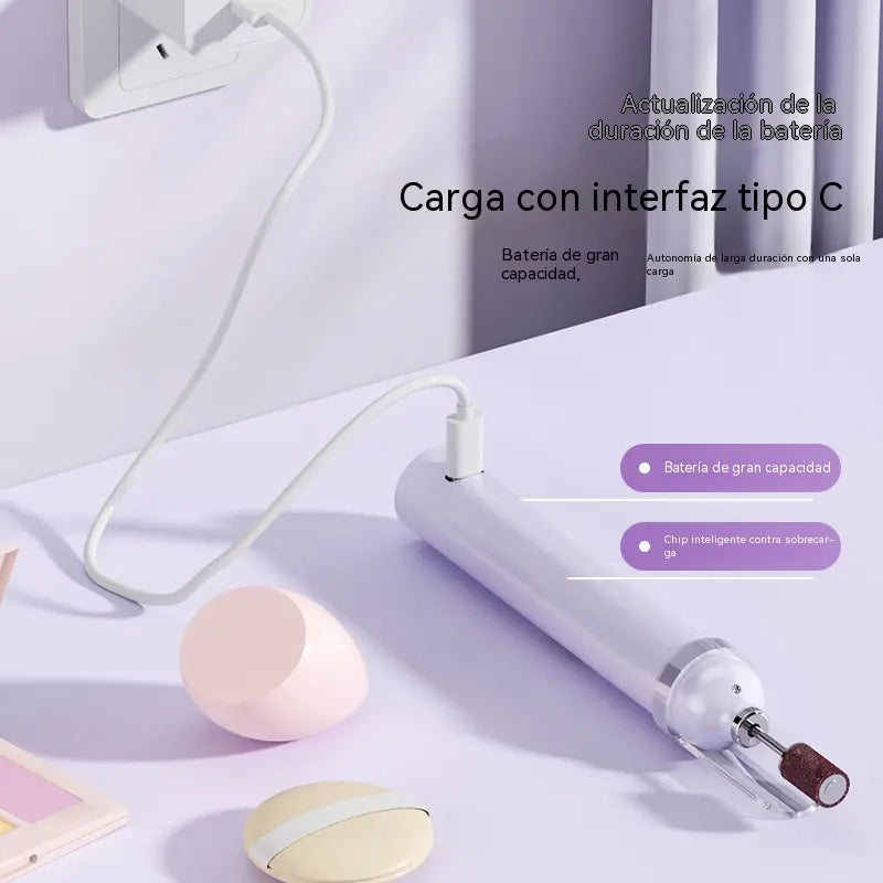 💅Lima de uñas eléctrica 2 en 1 con lámpara LED (lámpara de secado + 5 cabezales de pulido)