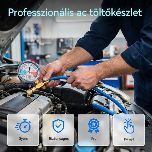 ⏳Korlátozott ideig érvényes ajánlat⏰ R134a AC töltőtömlő nyomásmérővel – univerzális és könnyen használható barkácseszköz 🔧