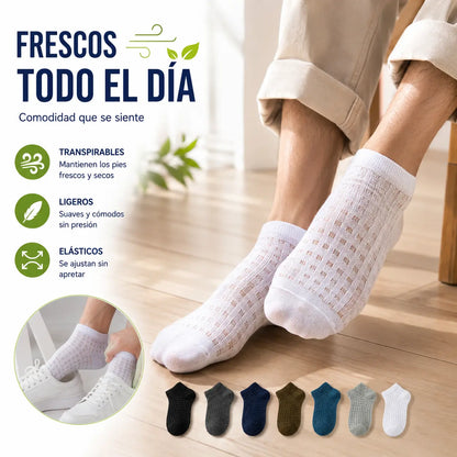 【7 pares】Calcetines tobilleros transpirables de malla calada para hombre - 1 pares de cada color
