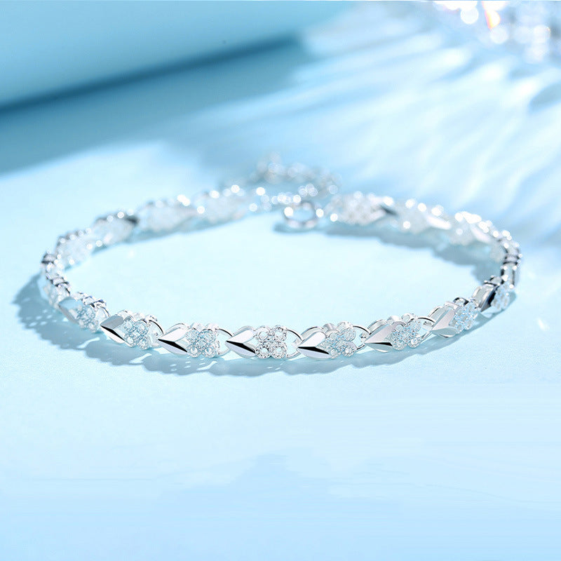 😀👉【Compre 1 y obtenga 1 gratis】💖🍀Love New Fashion Pulsera de plata 925 con un trébol de cuatro hojas para mujer