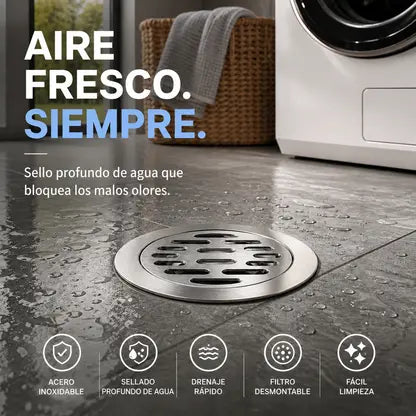 🔥【Compra 1 y llévate 1 gratis】🌊🚫🐀Sumidero de suelo redondo de acero inoxidable con sistema a prueba de insectos y bloqueador de olores.