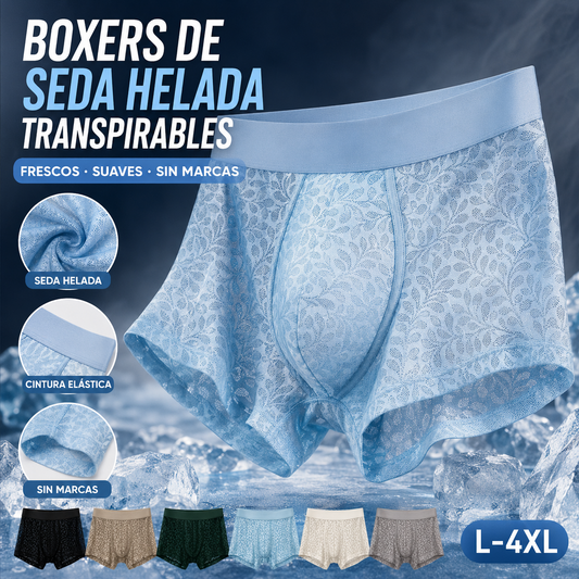 【L-4XL】Ropa interior de malla de seda helada para hombre, tallas grandes, transpirable.