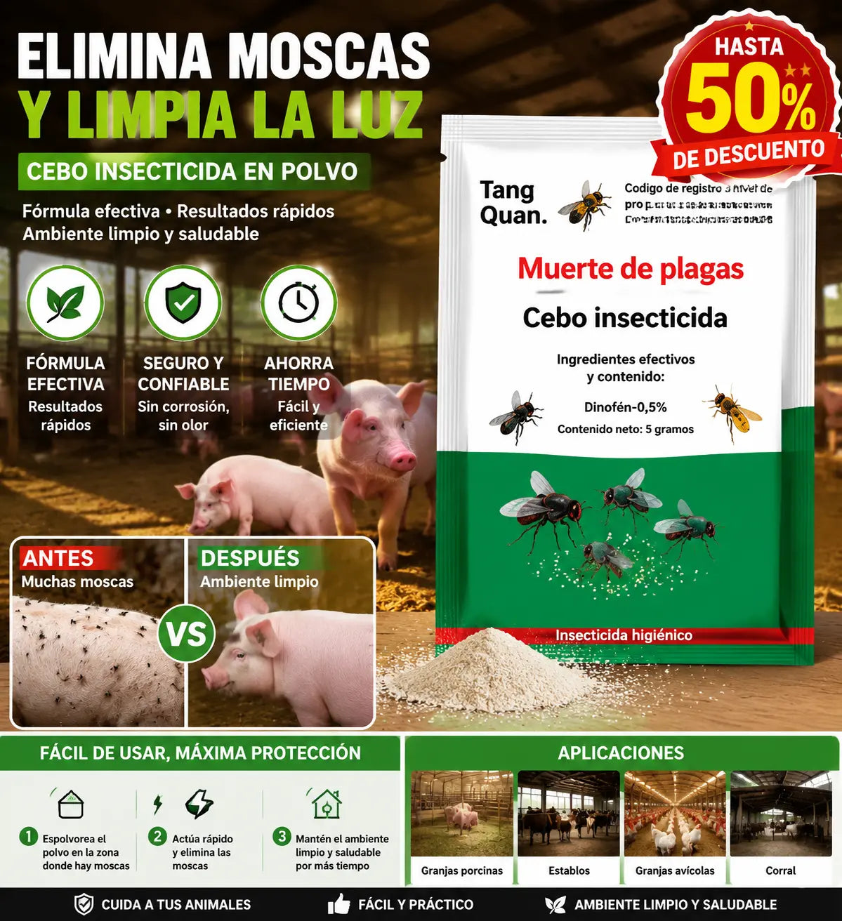🦟【5 bolsas】🦟Spray insecticida inodoro, adecuado para moscas de granja, repelente de mosquitos, uso doméstico ✅📦Envío gratuito dentro de España, reembolsable.