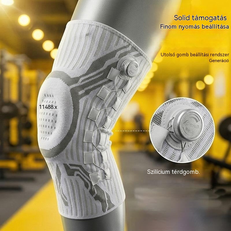 🔥【30% OFF】🦵🦵Kültéri futáshoz és edzéshez alkalmas, rugós támasztással ellátott, szilikon lengéscsillapítóval rendelkező, kötött, kompressziós sport térdvédő