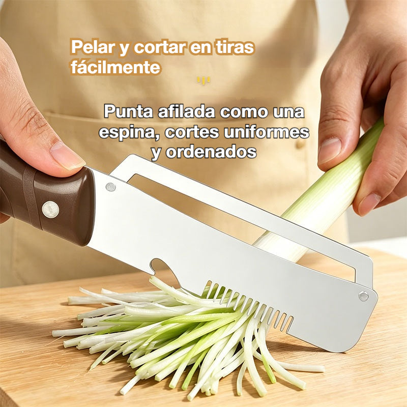 ✅【¡Compra 1 y llévate 1 gratis!】🧅🔪 Pelador de cocina multifuncional 3 en 1: ¡Pela, corta y abre tapones de botellas! 🔥