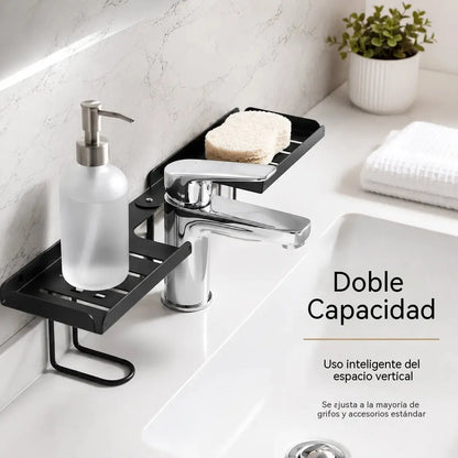 🏡🧼Organizador de estantes plegable de acero para colocar sobre el fregadero, estante de almacenamiento ajustable sin necesidad de taladrar ✅