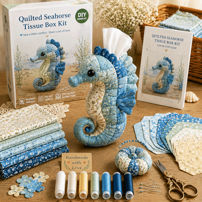 🐢🐋Kit de costura DIY para hacer una caja de servilletas de tela con motivos de animales marinos🌊✨
