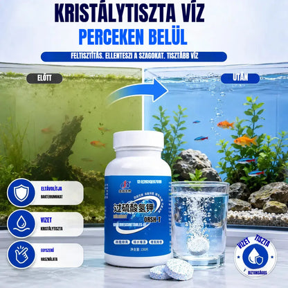 🔥【150 kapszula】🐟🌿Többhatású akváriumvíz-tisztító tabletták: Sterilizál, eltávolítja a klórt és tisztítja a vizet; akváriumokhoz és tavakhoz alkalmas.