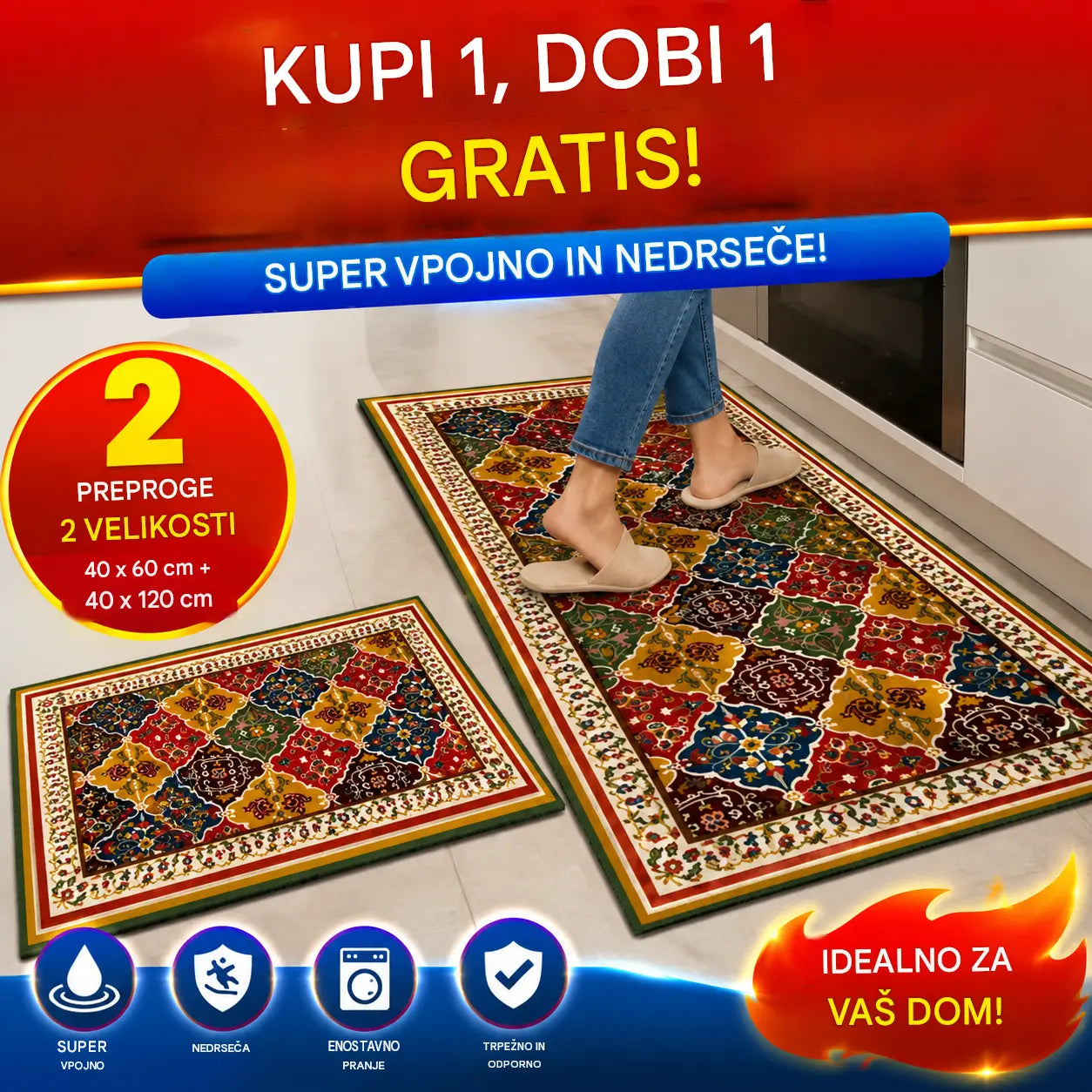 🛒Kupite eno, eno dobite brezplačno👉【40*60+40*120 cm】Pogosto uporabljena doma🔥Super vpojna podloga