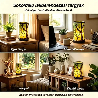 🍃✨ Varázslatos erdei lámpa levél mintával | Világítsd meg otthonod természetes bájjal