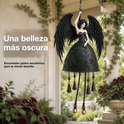 🎁🍂Campanillas de viento góticas de ángel oscuro: encantadora decoración colgante para jardín exterior.