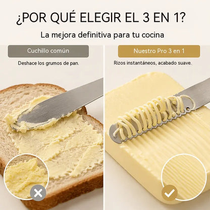 🔥【Compra 1 y llévate 1 gratis】🧈Cuchillo y espátula para mantequilla profesional 3 en 1 de acero inoxidable 304