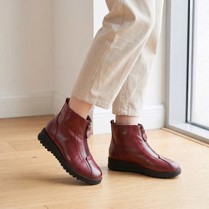 👢【35-42】2026 Ősz/Tél Új Stílusú Bőr Vastag Meleg Hócipő