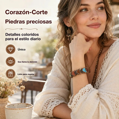 ✨🎁Pulsera de cobre para mujer, pulseras magnéticas de cobre puro, piedra preciosa natural única