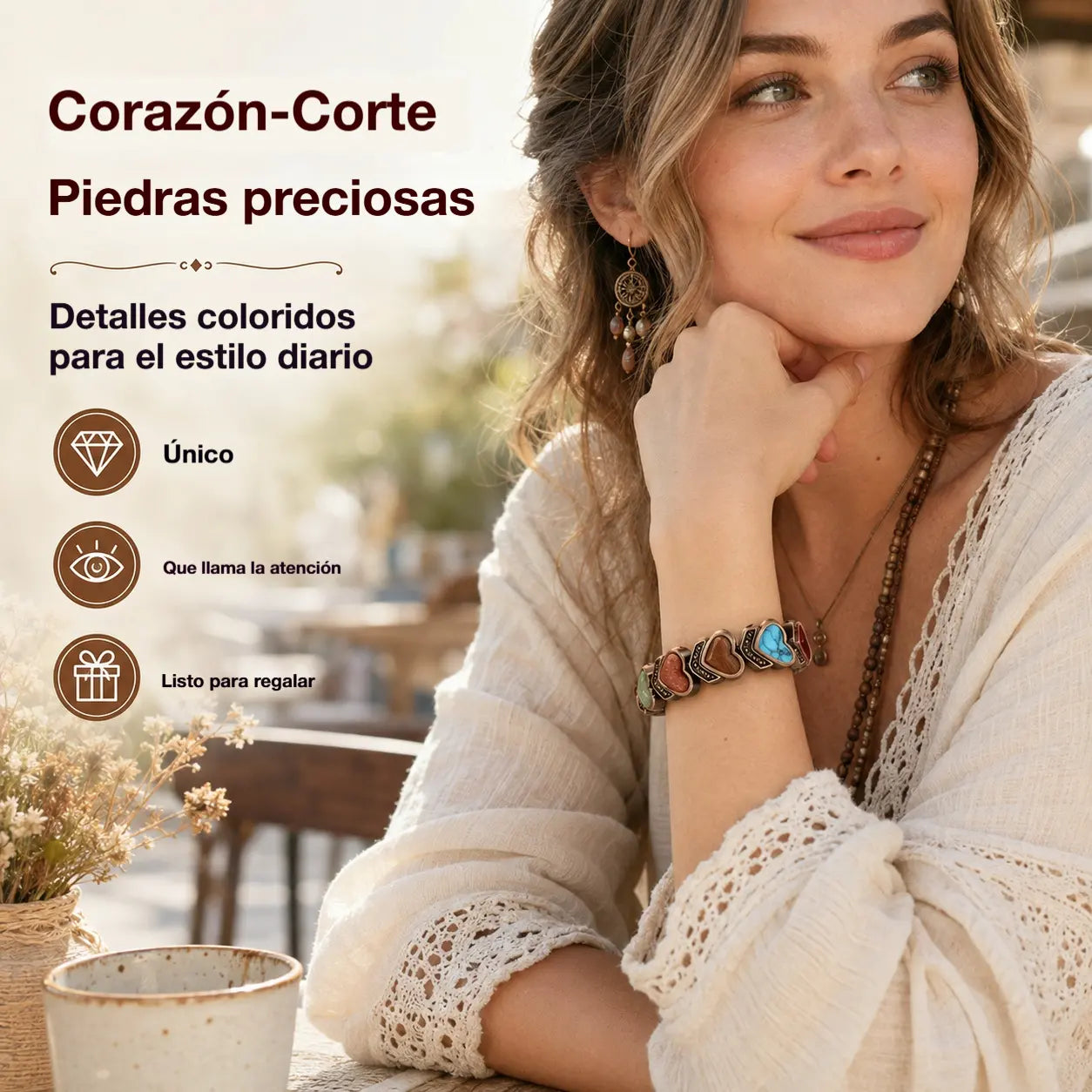 ✨🎁Pulsera de cobre para mujer, pulseras magnéticas de cobre puro, piedra preciosa natural única