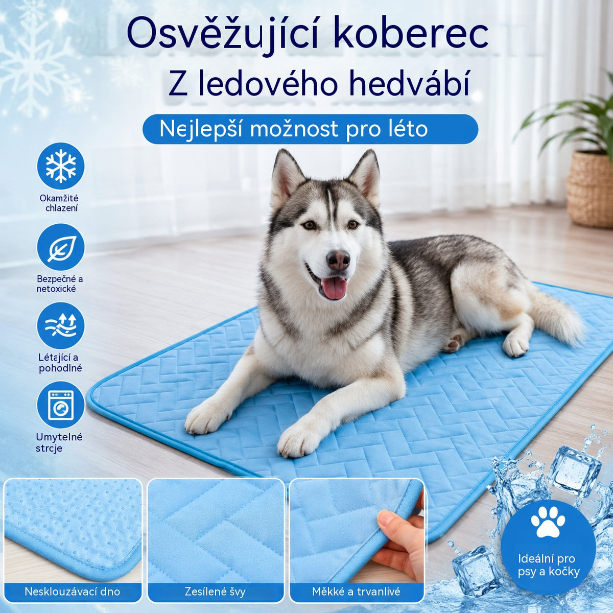 🧊⚡ Letní výprodej! Chladivá podložka pro domácí mazlíčky (bez vody) – Prodyšná oxfordská tkanina, vhodná do jakéhokoli pelíšku nebo klece.