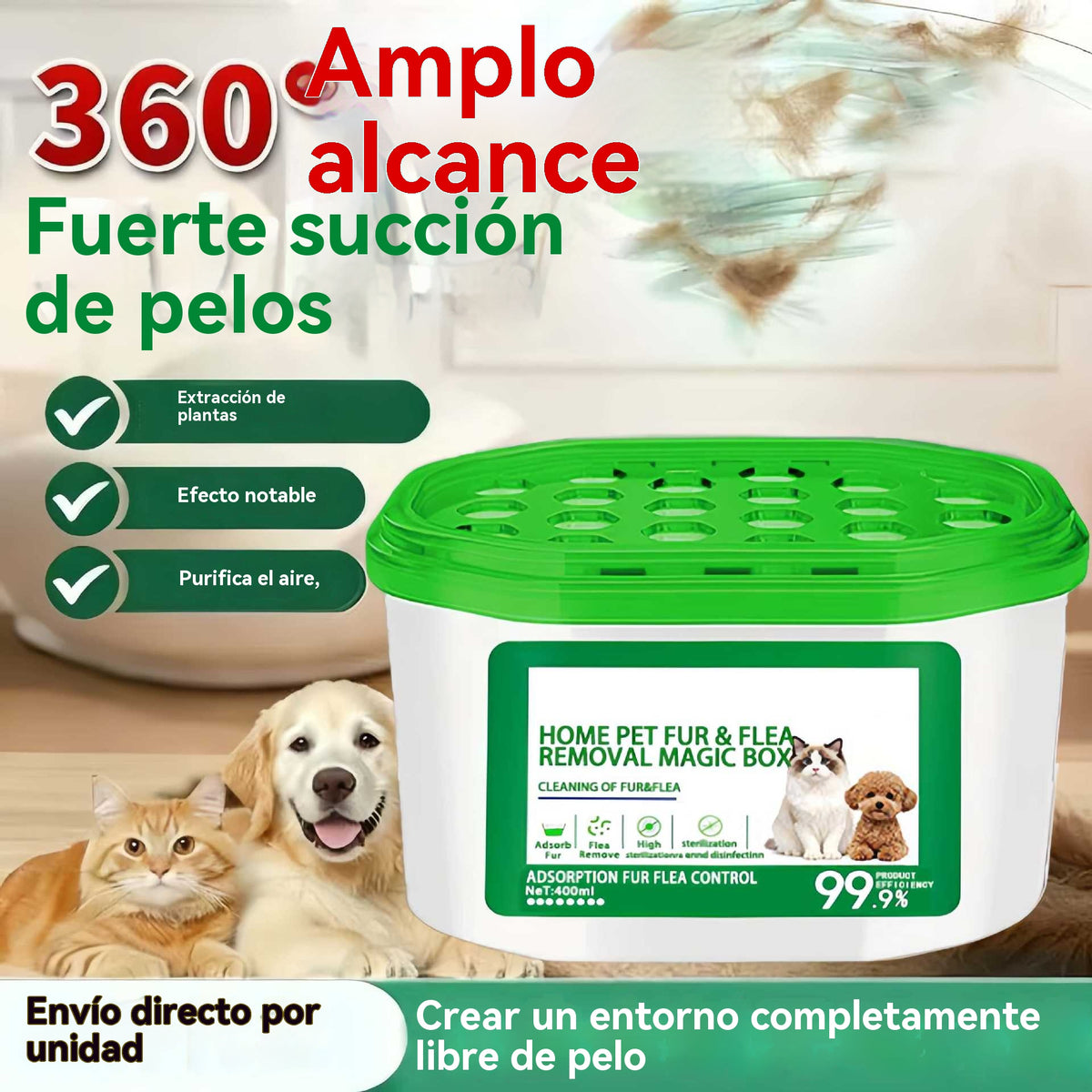 【Compra 1 llévate 1 gratis】2 unidades por 25 €🔥 OFERTA 2026 - Caja mágica para eliminar el pelo y el olor de mascotas en el hogar
