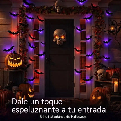 🔥【12 piezas】🦇 Decoración de pared LED con murciélago 3D para Halloween