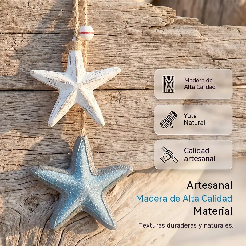 🔥【Compra 1 y llévate 1 gratis】🐠Adorno rústico de madera con motivos marinos para colgar