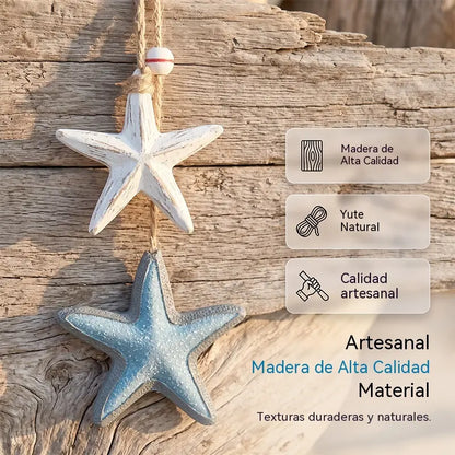 🔥【Compra 1 y llévate 1 gratis】🐠Adorno rústico de madera con motivos marinos para colgar